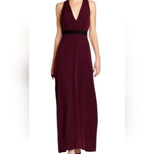 JILL STUART Long Open Back Belted V Kneck Deep Magenta Size 12 NWT